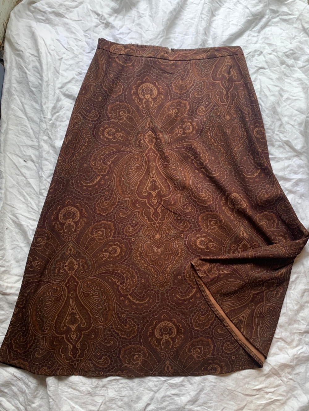 Vintage 90's Karin Stevens paisley midi women's skirt, M, western, dark prep